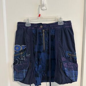 Desigual Vintage Navy and Purple Mini Parachute Skirt